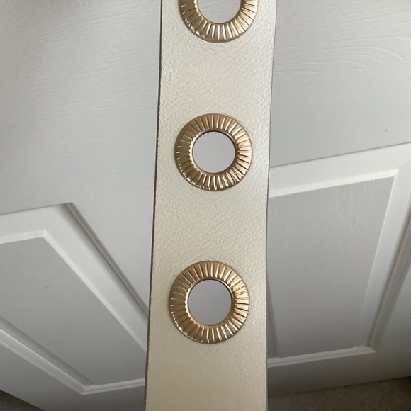 ALLSAINTS Leather Eyelet Belt Ivory SZ L main image 4